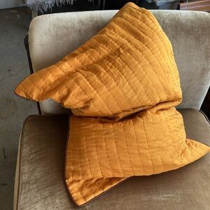 Vintage Two Sided hand made Stitches All lined inside 100%Silk Pillow Cases Pair